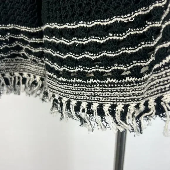 NWT Ann Taylor Black & White Fringe Sweater Zip Jacket Sz M - Picture 4 of 5